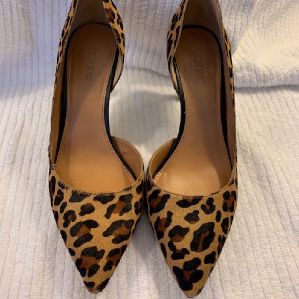 J Crew leopard print pointed toe heels